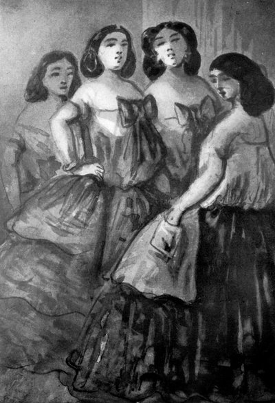 Four Girls, 19th Century, 1930 by Constantin Guys