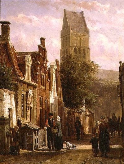 Street Scene in Bolsward by Cornelius Springer