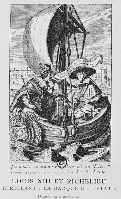 Louis XIII and Richelieu by Crispin I de (after) Passe