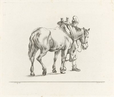 Man Walking Next to a Horse by D. Merrem