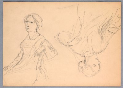 Woman Seated, Two Studies by Daniel Huntington