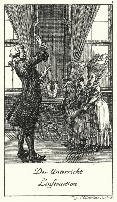 The Lesson (engraving) by Daniel Nikolaus (after) Chodowiecki