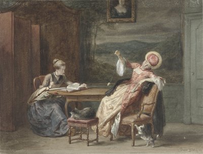 Two Young Women at a Table by David Bles