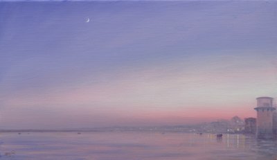 Moon over Varanasi by Derek Hare