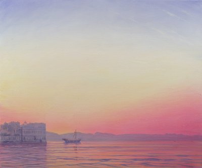Sunset at Lake Palace, Udaipur by Derek Hare