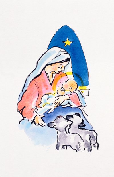 Madonna and Child with Lambs by Diane Matthes