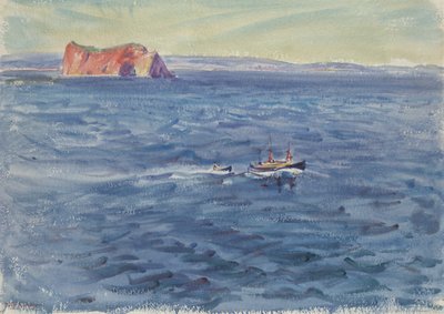 Seascape with Boat and Cliff by Dodge Macknight