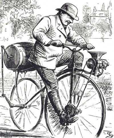 Cartoon Depicting a Coffee Grinding Bike by Edward Linley Sambourne