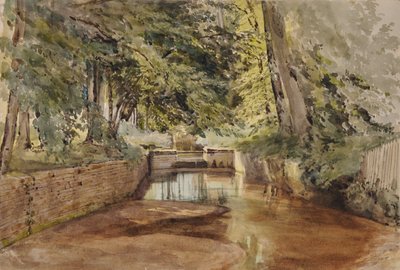 River Scene with Semi-Dry River Bed by Edward Pretty