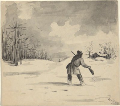 Hunter in Snow by Edwin Austin Abbey