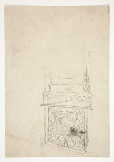 Interior Study of Chimney Piece by Edwin Austin Abbey