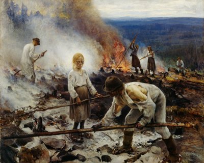 Under the Yoke Burning the Brushwood by Eero Järnefelt