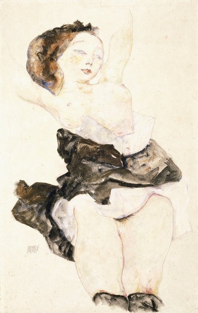 Lying Young Girl, Half Nude by Egon Schiele