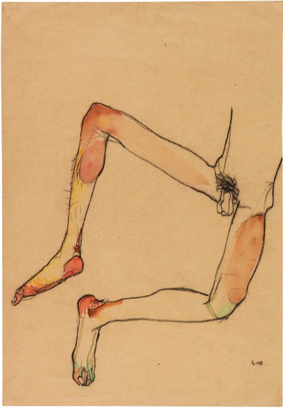 Nude male abdomen by Egon Schiele