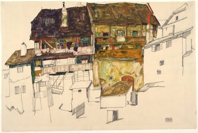 Old Houses in Krumau, 1914 by Egon Schiele