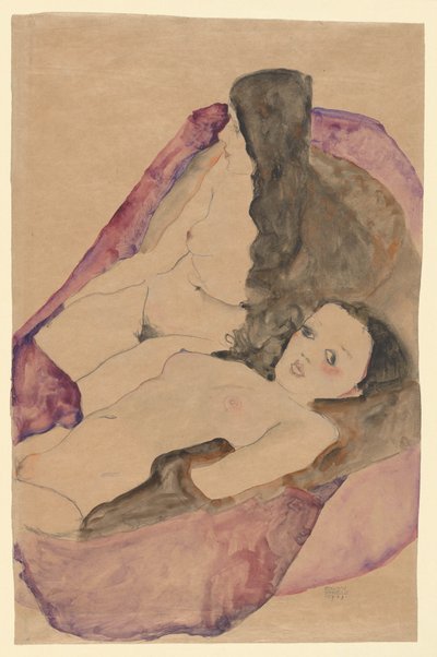 Two Reclining Nudes by Egon Schiele