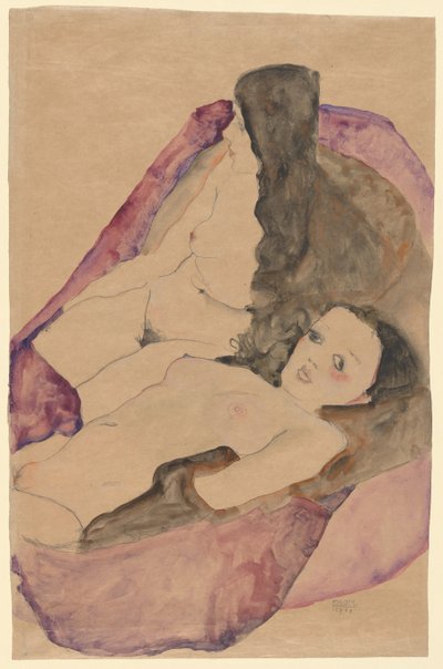 Two Reclining Nudes by Egon Schiele