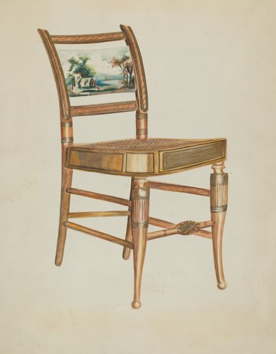 Chair with Hudson River Scenes by Ella Josephine Sterling