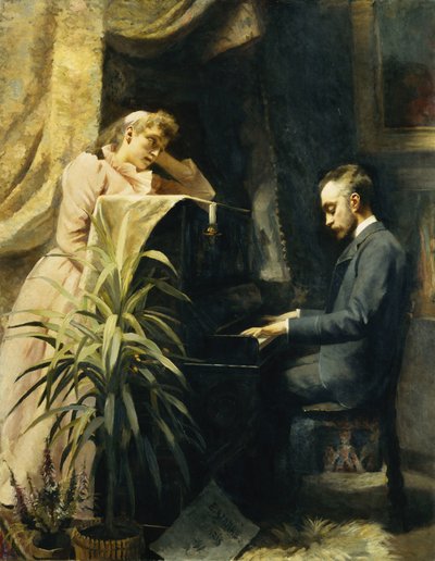 At the Piano, 1891 by Emma Sparre