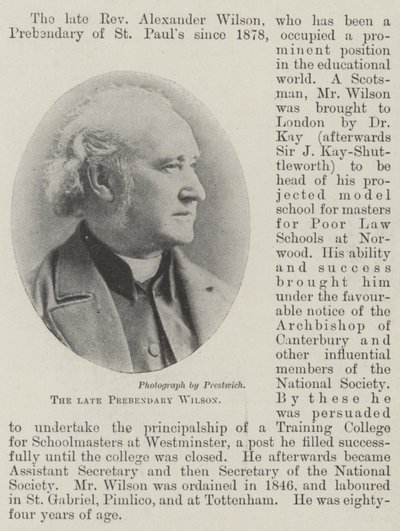 The late Prebendary Wilson by English Photographer