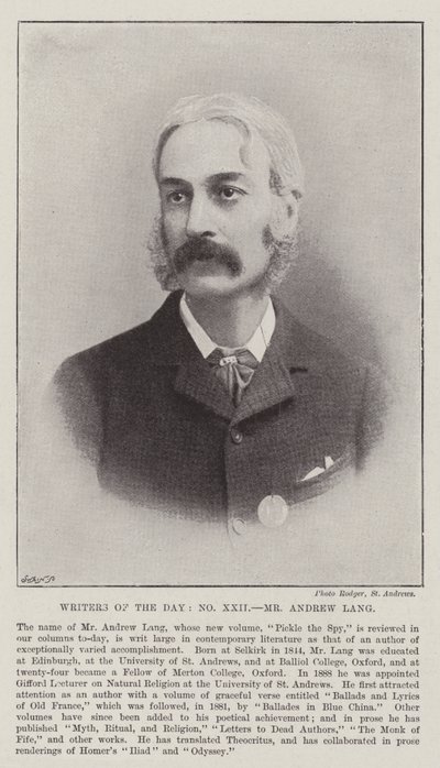 Writers of the Day, Mr Andrew Lang by English Photographer