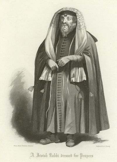 A Jewish Rabbi Dressed for Prayers by English School