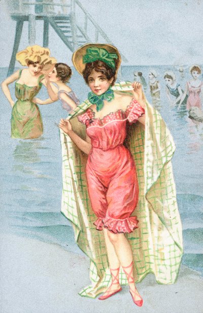 A woman wearing a bathing costume by English School