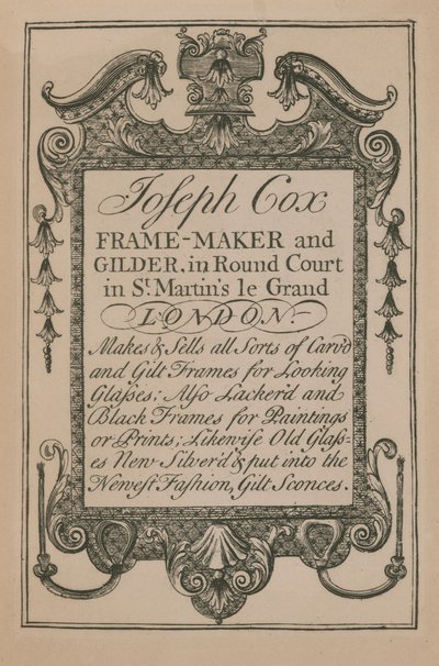 Advertisement for Joseph Cox by English School