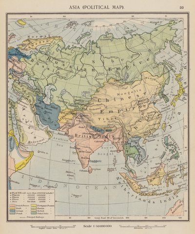 Asia, Political Map by English School