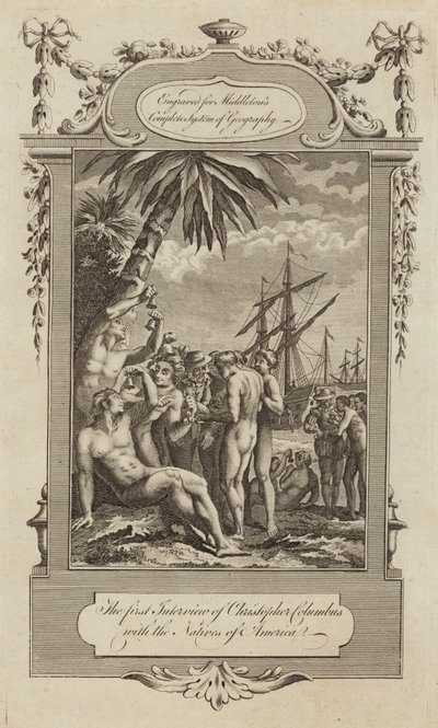 Christopher Columbus with the Natives by English School