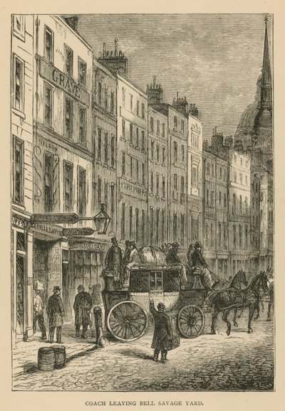 Coach Leaving Bell Savage Yard, London by English School