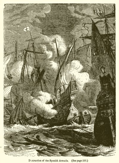 Destruction of the Spanish Armada by English School