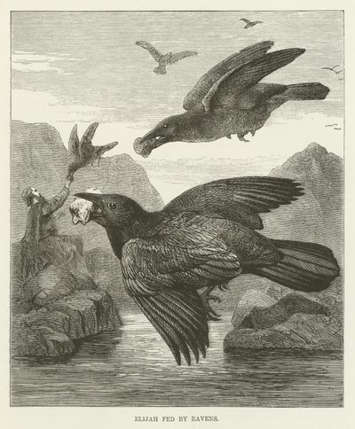 Elijah Fed by Ravens by English School