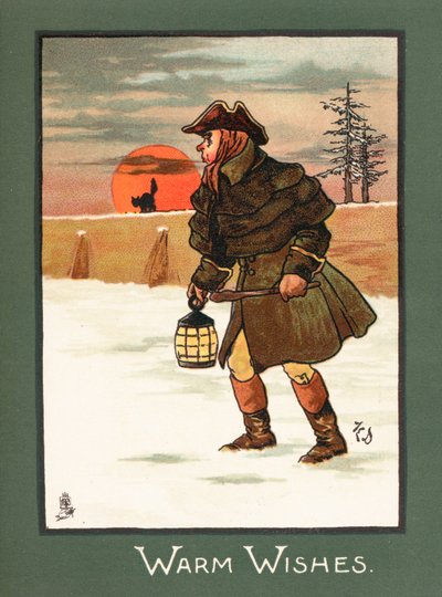 Highwayman in snow by English School