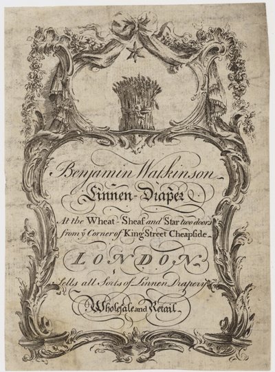 Linen Draper, Benjamin Watkinson, Trade Card by English School