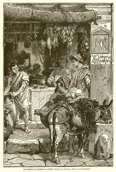 Manners of Roman Slaves - Street in Pompeii by English School