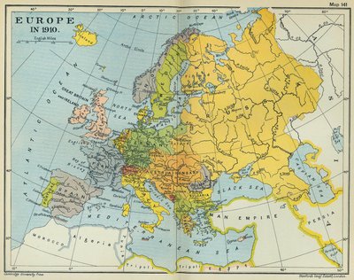 Map of Europe in 1910 by English School