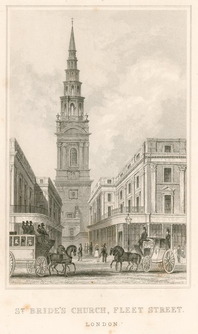 St Brides Church, Fleet Street, London by English School