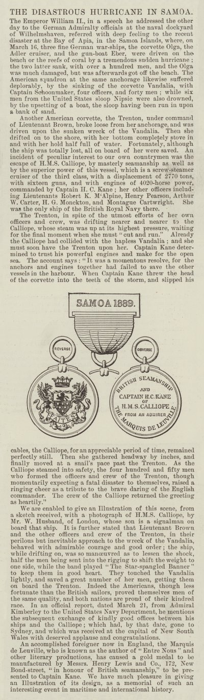 The Disastrous Hurricane in Samoa by English School