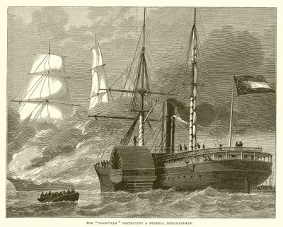 The Nashville Destroying a Federal Merchantman by English School