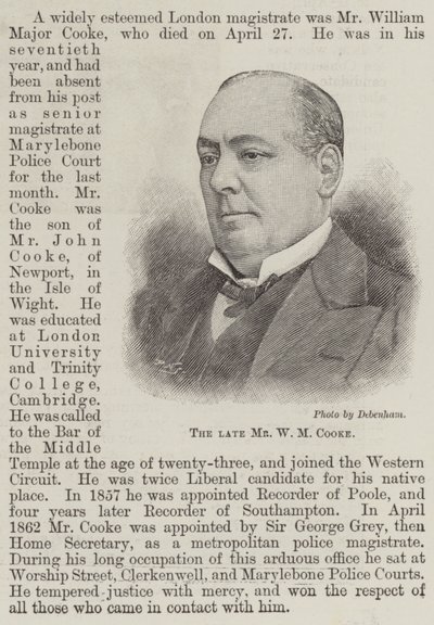 The late Mr W M Cooke by English School