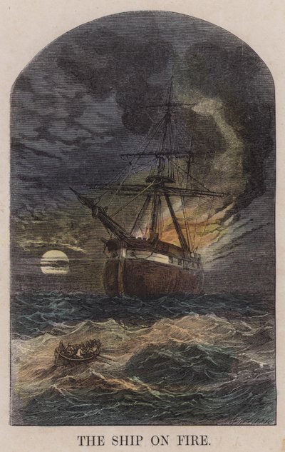 The ship on fire by English School