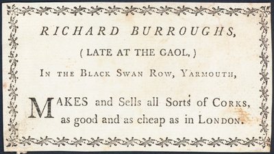 Trade Card, Richard Burroughs by English School