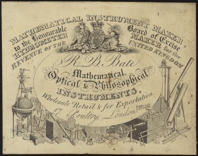 Trade card for R B Bate by English School