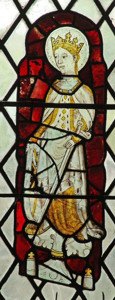 Window Chap-Ed-Confessor chapel depicting St Catherine by English School