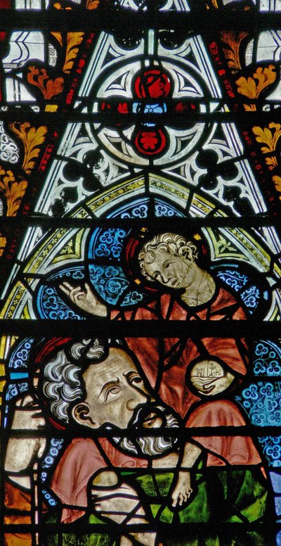 Window depicting St Christopher by English School