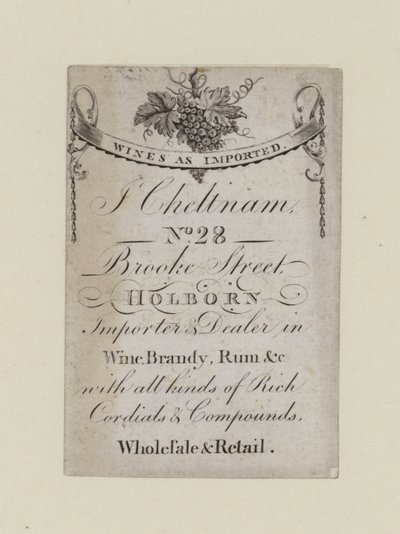 Wine Merchants, J Cheltnam by English School