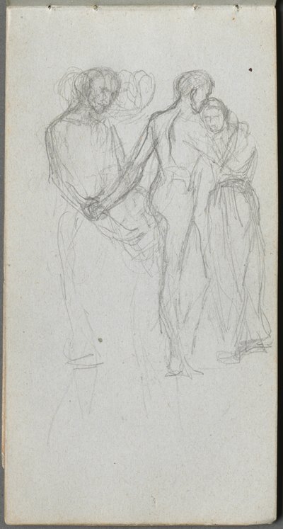 Sketchbook, Page 10: Figures Embracing by Jean Louis Ernest Meissonier