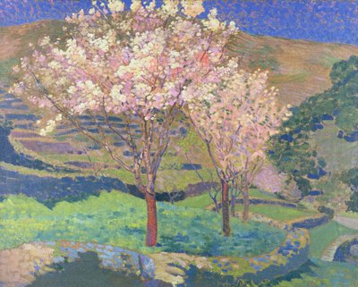 Trees in Blossom with Terraces by Ernest Yarrow Jones