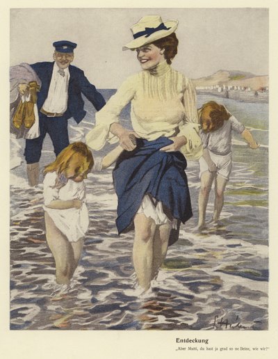 Family at the Seaside by Ernst (after) Heilemann